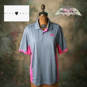 Nike Golf Tour Performance DryFit Polo Pink Gray S